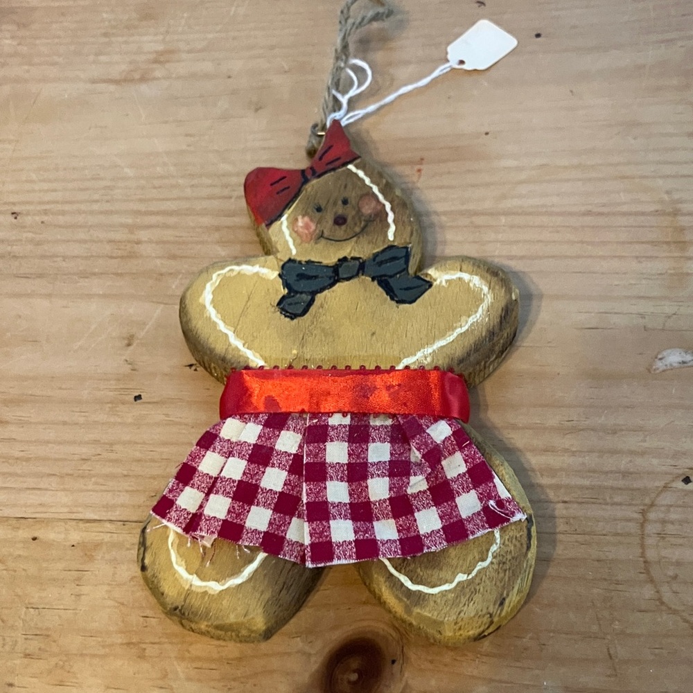 Gingerbread Girl Ornament with Red and Black Accents